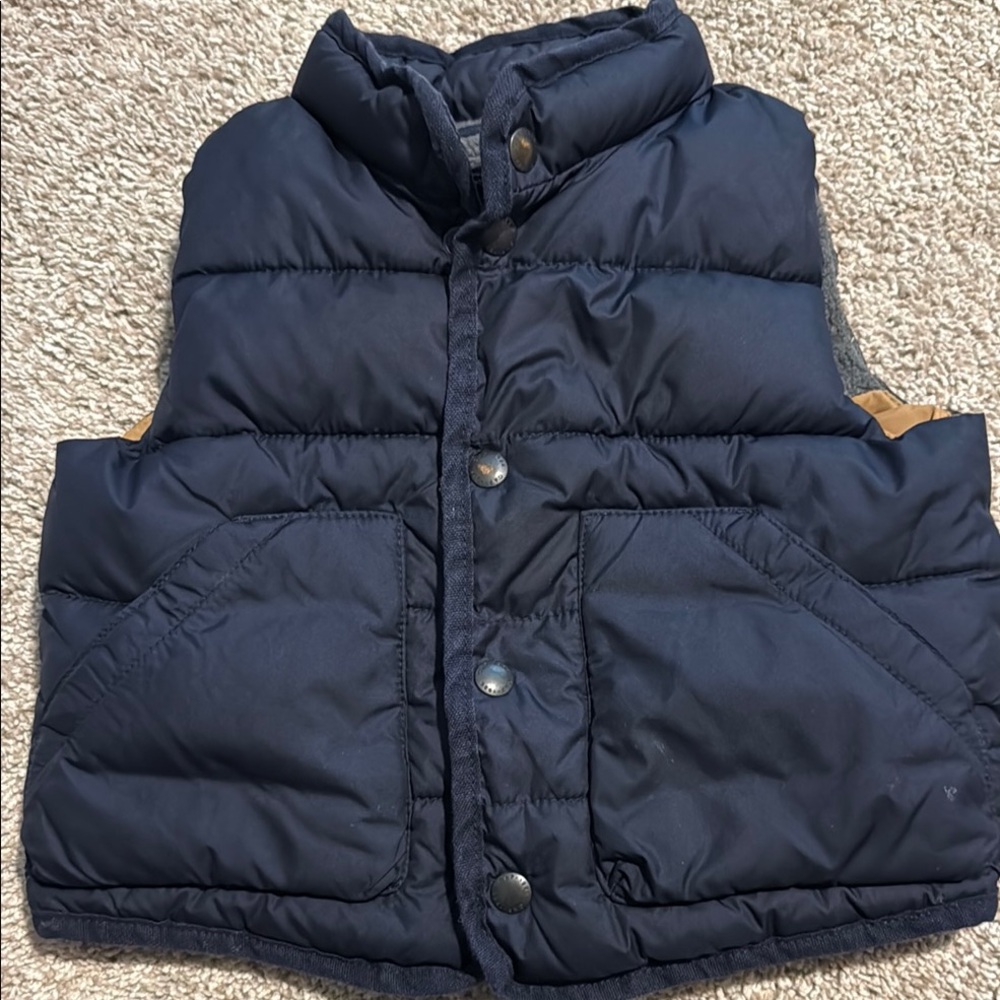 GAP Navy and Tan Puffer Vest